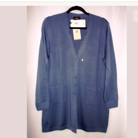 MARCHESIN Teal Blue Merino Wool Cardigan XXL-XXXL - Picture 7 of 8